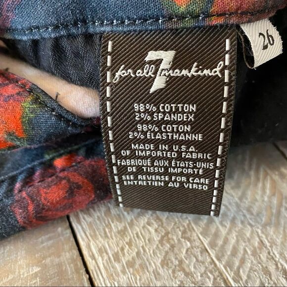 7 For All Mankind Rose Print Mid-Rise Skinny Jeans (Size:26) - Picture 11 of 12
